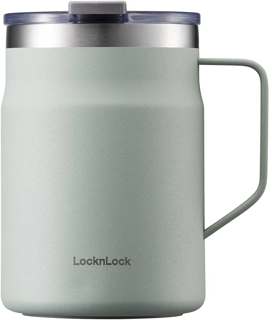 LocknLock Stainless Steel Double Wall Insulated with Handle, Lid, 16 oz, Mint Metro Mug