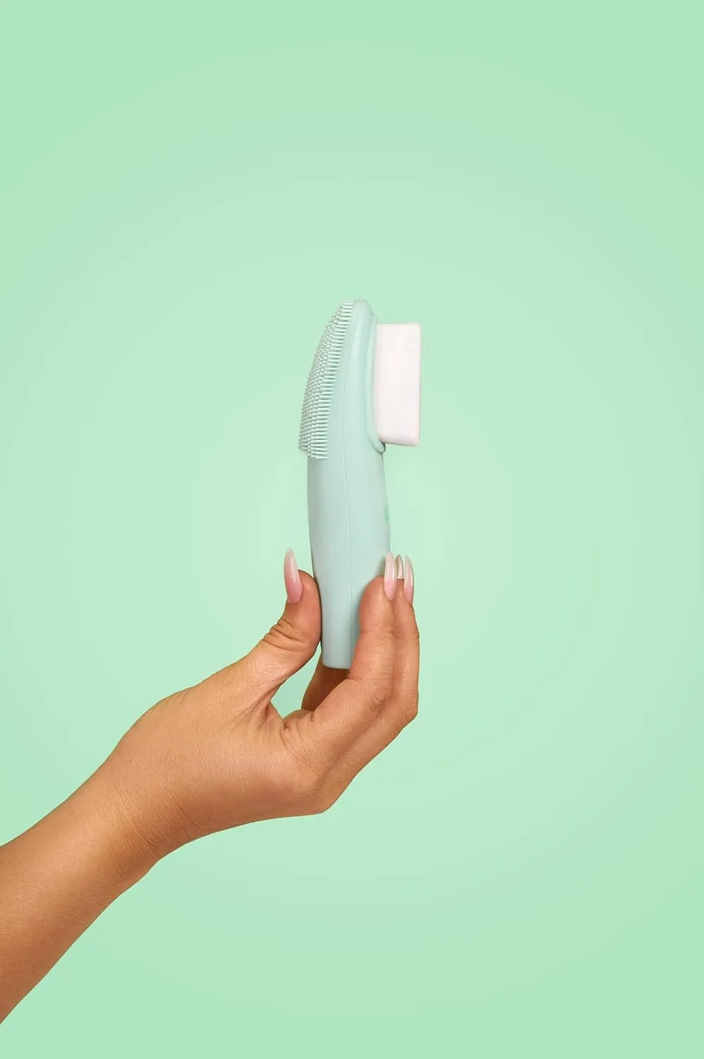 LOLLIPOP Handle Dual-Sided Silicone Face Scrubber, Face Exfoliator, Synthetic Face Brush Cleanser, Facial Cleansing Brush for Massage - Minty