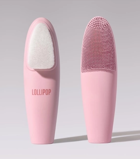 LOLLIPOP Handle Dual-Sided Silicone Face Scrubber, Face Exfoliator, Synthetic Face Brush Cleanser, Facial Cleansing Brush for Massage - Bubblegum