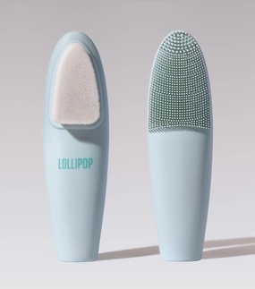 LOLLIPOP Handle Dual-Sided Silicone Face Scrubber, Face Exfoliator, Synthetic Face Brush Cleanser, Facial Cleansing Brush for Massage - Oceanic