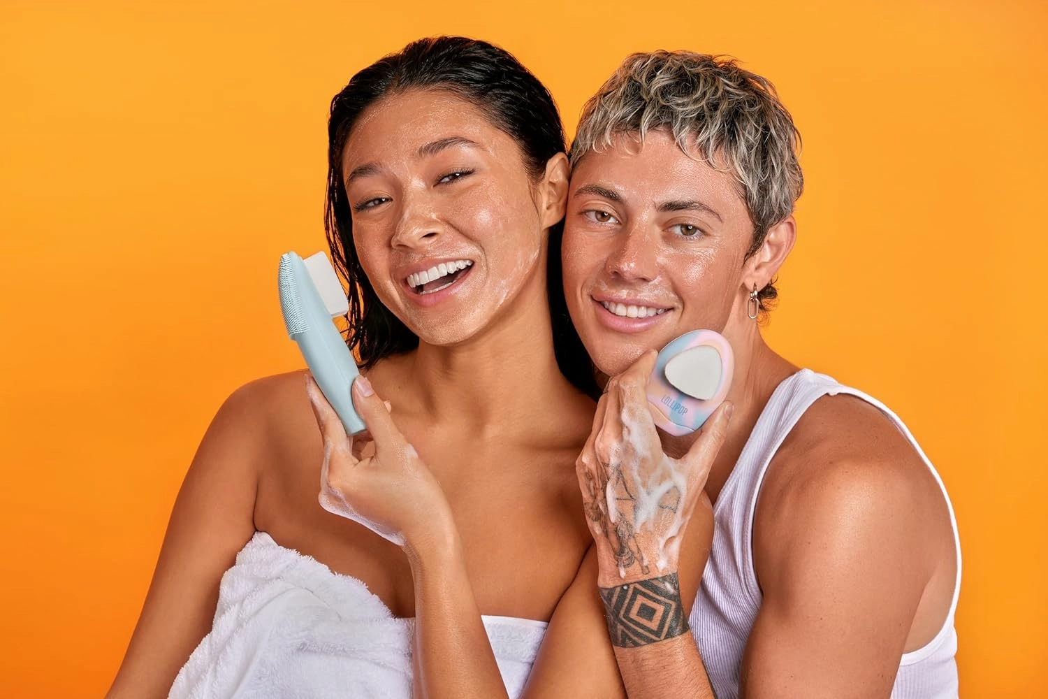 LOLLIPOP Handle Dual-Sided Silicone Face Scrubber, Face Exfoliator, Synthetic Face Brush Cleanser, Facial Cleansing Brush for Massage - Oceanic