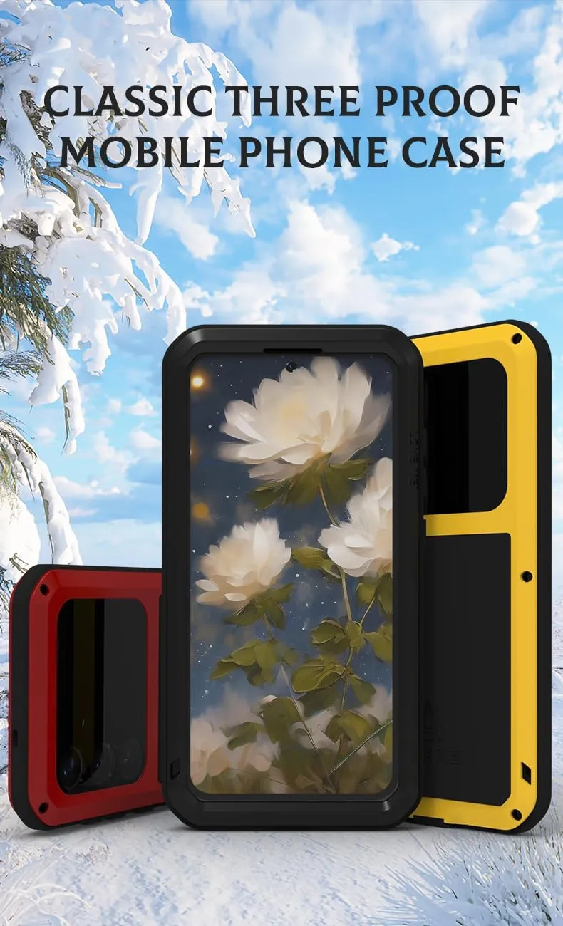 LOVE MEI for Samsung Galaxy S25 /S25 Plus Case, Outdoor Heavy Duty Rugged Full Body Protection Case Military Bumper Aluminum Metal Shockproof Cover with Tempered Glass for Galaxy S25 Plus (Yellow)