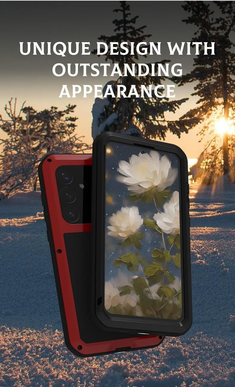 LOVE MEI for Samsung Galaxy S25 /S25 Plus Case, Outdoor Heavy Duty Rugged Full Body Protection Case Military Bumper Aluminum Metal Shockproof Cover with Tempered Glass for Galaxy S25 Plus (Yellow)
