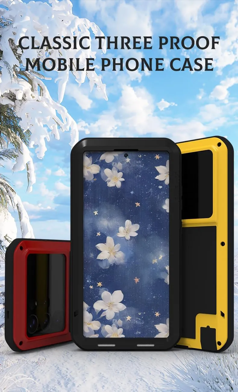 LOVE MEI for Samsung Galaxy S25 Ultra Case, Outdoor Heavy Duty Rugged Full Body Protection Case Military Armor Bumper Aluminum Metal Shockproof Case with Tempered Glass for Galaxy S25 Ultra (Red)