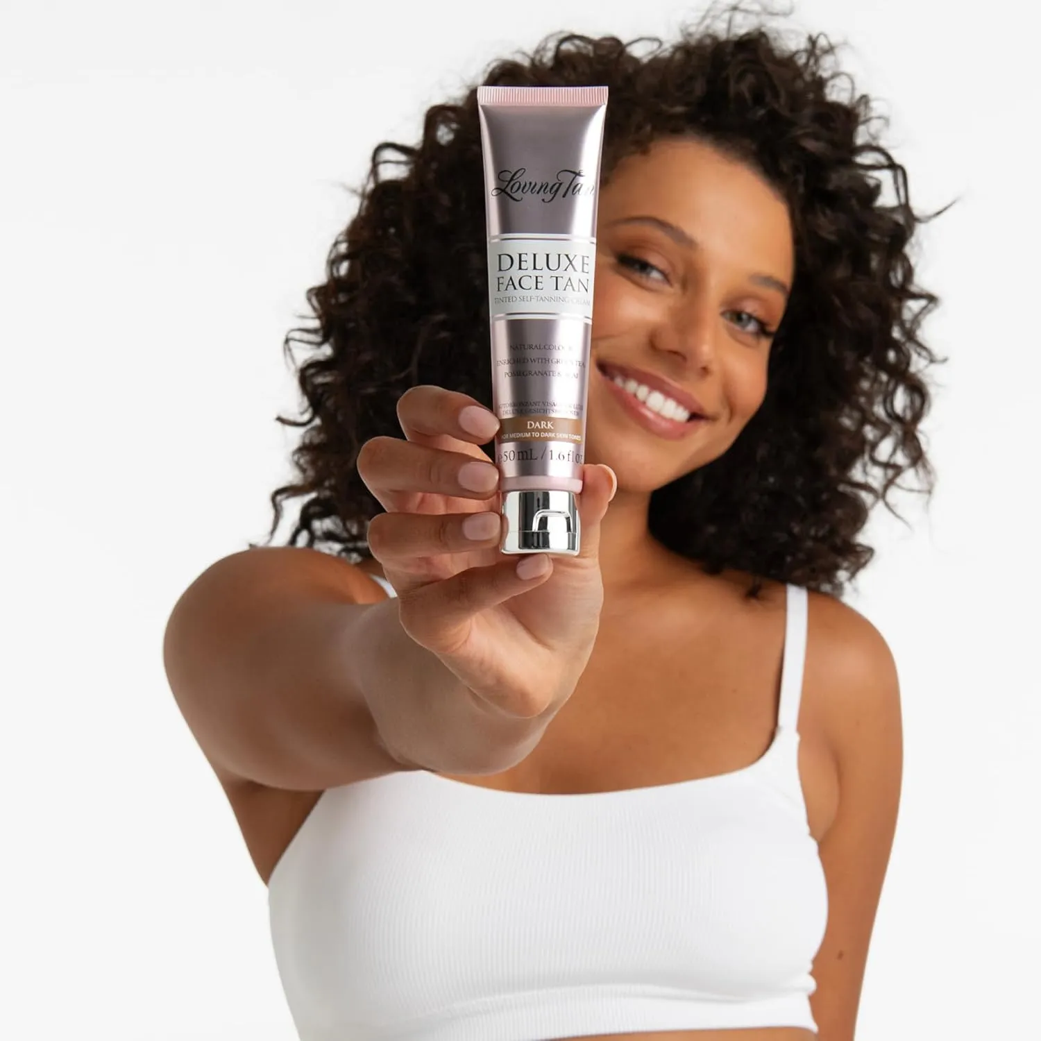 Loving Tan Deluxe Face Self Tanner, Dark - Streak Free, Natural, Professional Quality Sunless Tanning - 10  Face Self Tanner Applications per Bottle, Cruelty Free, Naturally Derived DHA - 1.6 Fl Oz