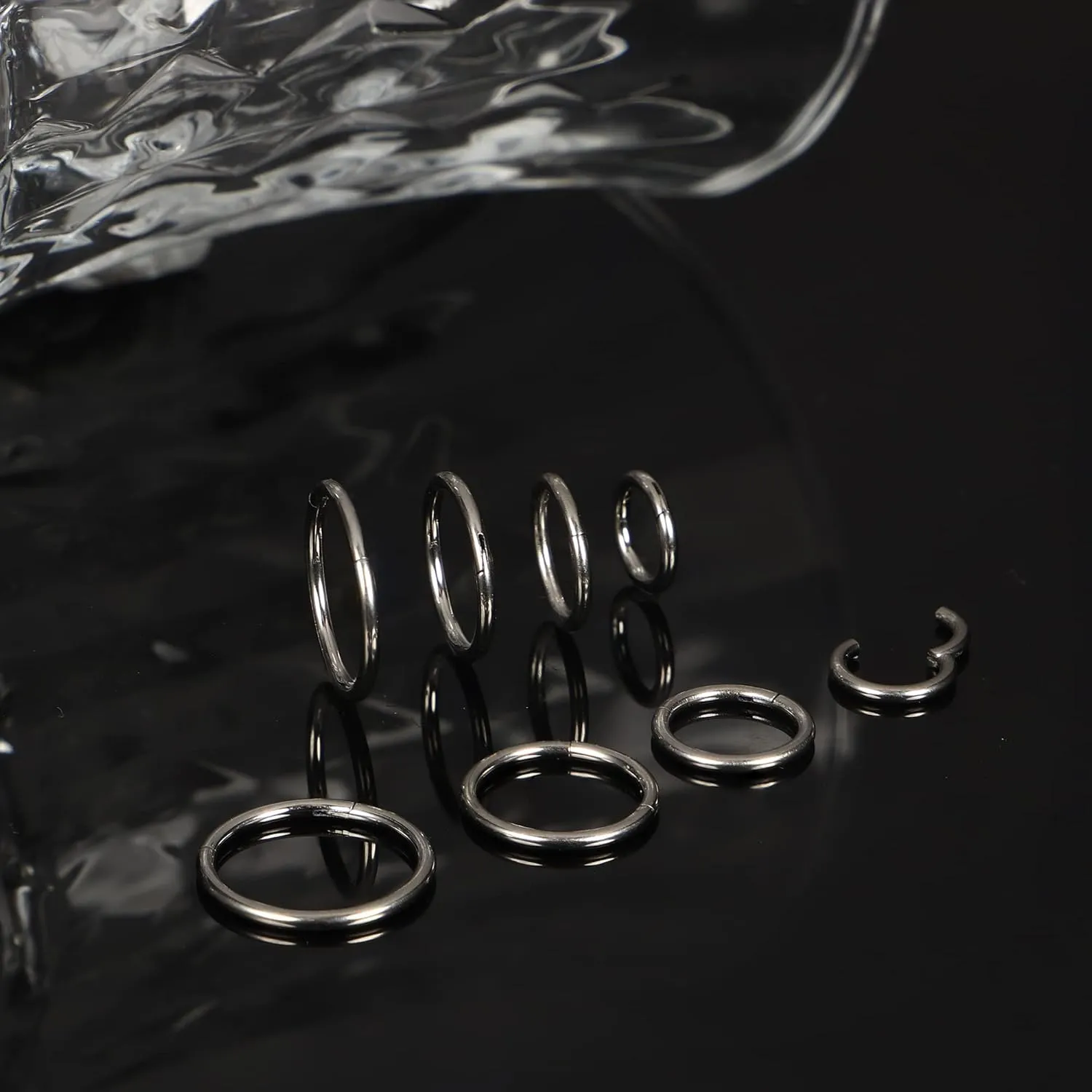 LOYALLOOK 8Pcs G23 Titanium Hinged Clicker Segment Nose Rings Hoop Septum Nose Lip Ring Hoop for Women Men Helix Cartilage Daith Tragus Sleeper Earrings Body Piercing Improved 16G