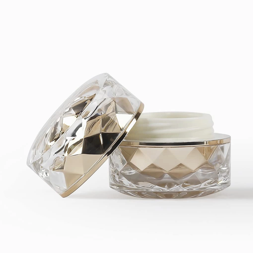 LXLK 12 Pcs 7g/7ml Gold Cream Container Plastic Diamond Shape Cosmetic Jars Empty Refillable Sample Containers Pot for Lotion Lip Balm Eye Shadow Nails Powder Paint Jewelry Earrings