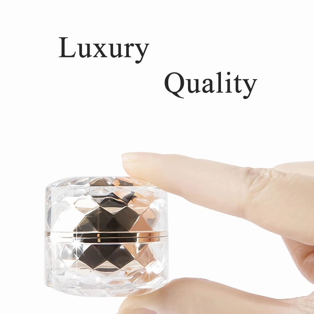 LXLK 12 Pcs 7g/7ml Gold Cream Container Plastic Diamond Shape Cosmetic Jars Empty Refillable Sample Containers Pot for Lotion Lip Balm Eye Shadow Nails Powder Paint Jewelry Earrings