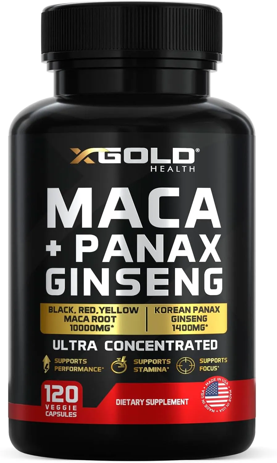 Maca Root Capsules 10,000mg   Korean Panax Ginseng 1,400mg - 20x Concentrated Extract Black   Red   Yellow Maca Root, 10x Concentrated Extract Panax Ginseng Capsules - Ultra Potent & Highly Purified