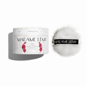 Madame Lemy Talc-Free Powder - Multi-Purpose Deodorant & Body Powder- All-Natural, Aluminium-Free, Vegan & Plastic-Free - Luxurious Puff & Container - Anti-Chafing Formula | Rose, 2.5 oz