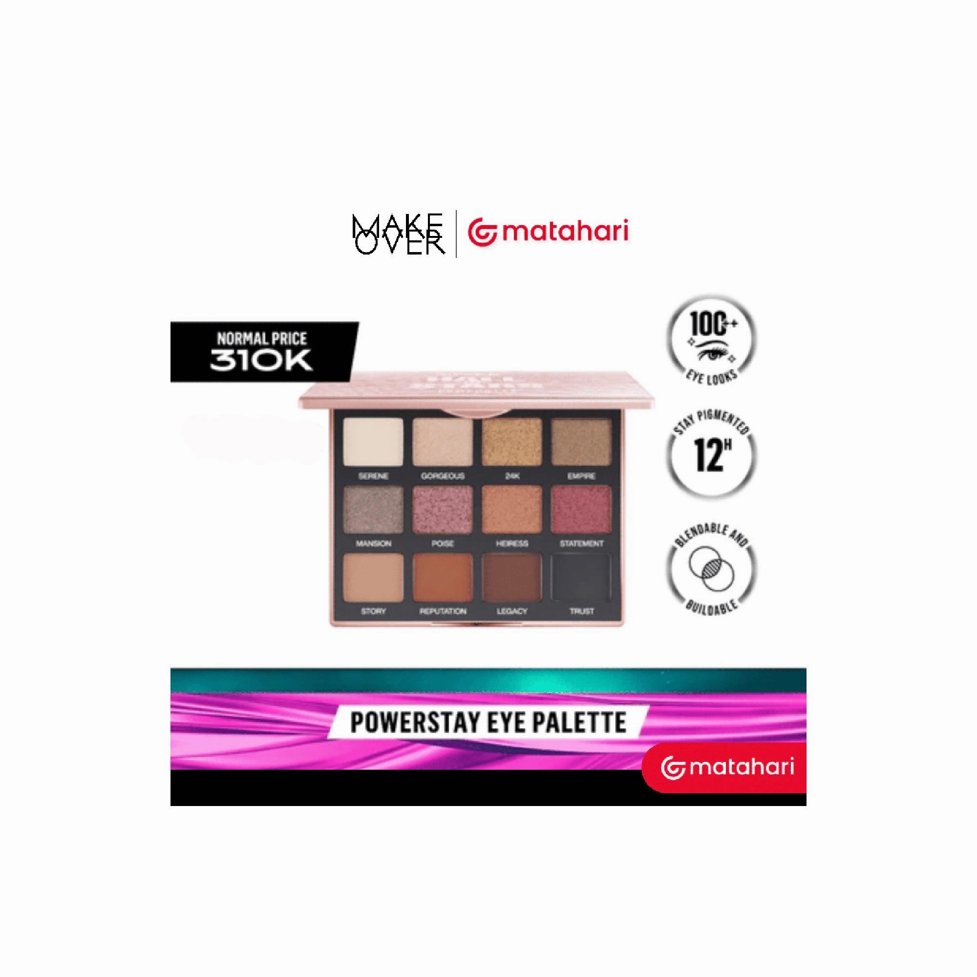 Make Over Powerstay Eye Palette Hall Of Stars 12 x 1.5 g