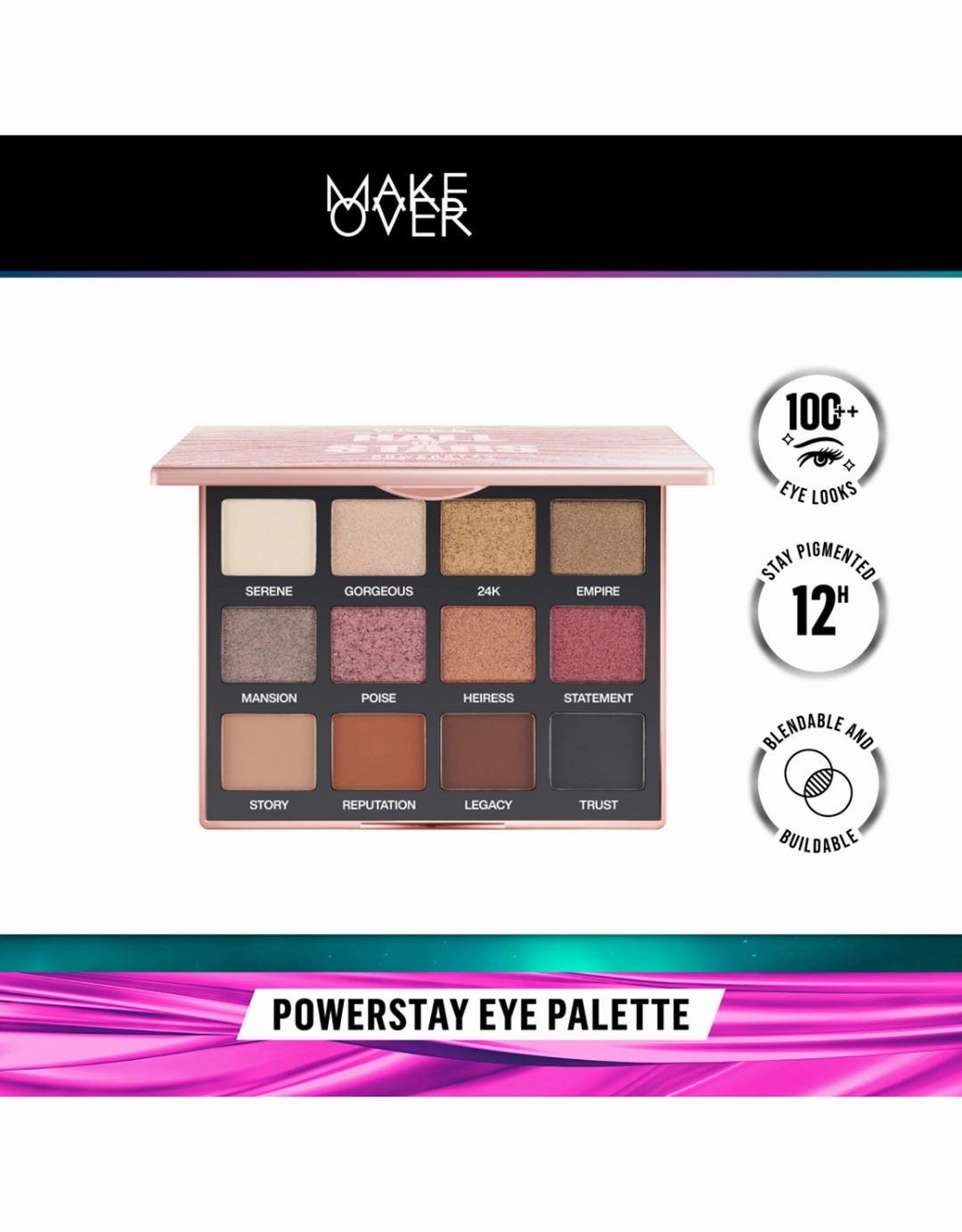 Make Over Powerstay Eye Palette Hall Of Stars 12 x 1.5 g