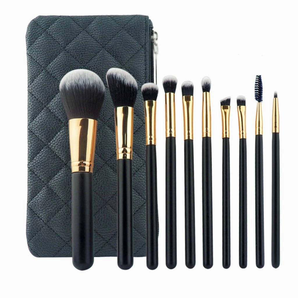 Makeup brush set 10 pieces full set of powder eye shadow beauty tools(As shown,D)