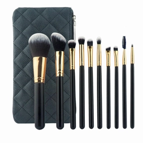 Makeup brush set 10 pieces full set of powder eye shadow beauty tools(As shown,D)