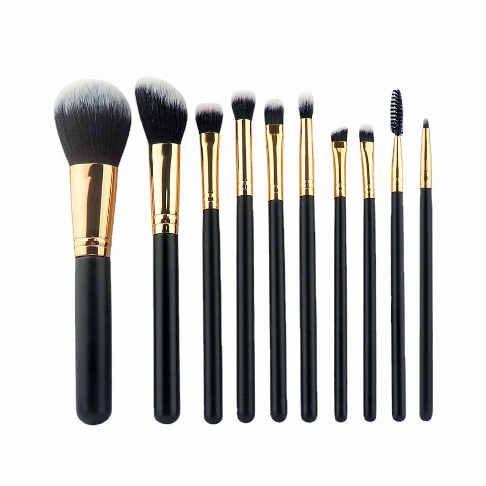 Makeup brush set 10 pieces full set of powder eye shadow beauty tools(As shown,D)