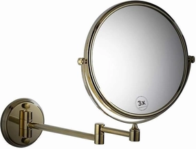 Makeup Mirror 3 Times Magnification Bathroom Mirror Round Base Gold Wall Hanging Folding Telescopic Mirror