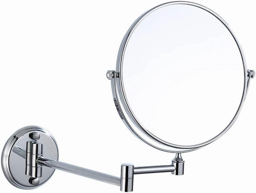 Makeup Mirror 3 Times Magnification Bathroom Mirror Wall-Mounted Folding Beauty Mirror Double-Sided Telescopic