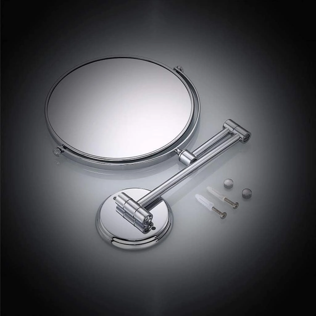 Makeup Mirror 3 Times Magnification Bathroom Mirror Wall-Mounted Folding Beauty Mirror Double-Sided Telescopic