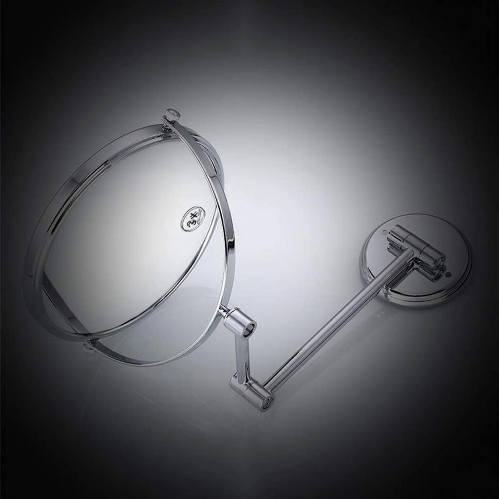 Makeup Mirror 3 Times Magnification Bathroom Mirror Wall-Mounted Folding Beauty Mirror Double-Sided Telescopic