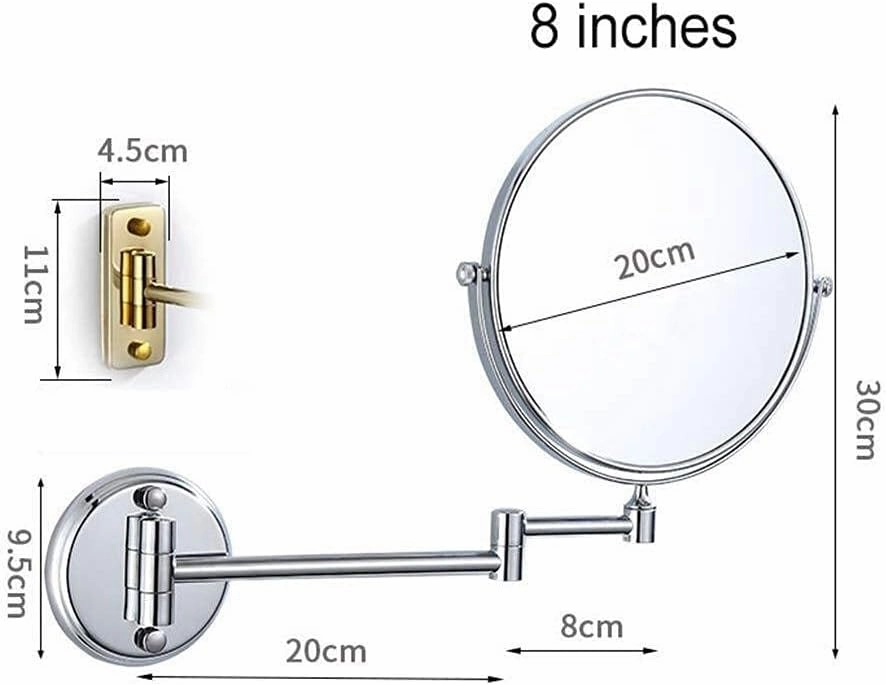 Makeup Mirror 3 Times Magnification Bathroom Mirror Wall-Mounted Folding Beauty Mirror Double-Sided Telescopic