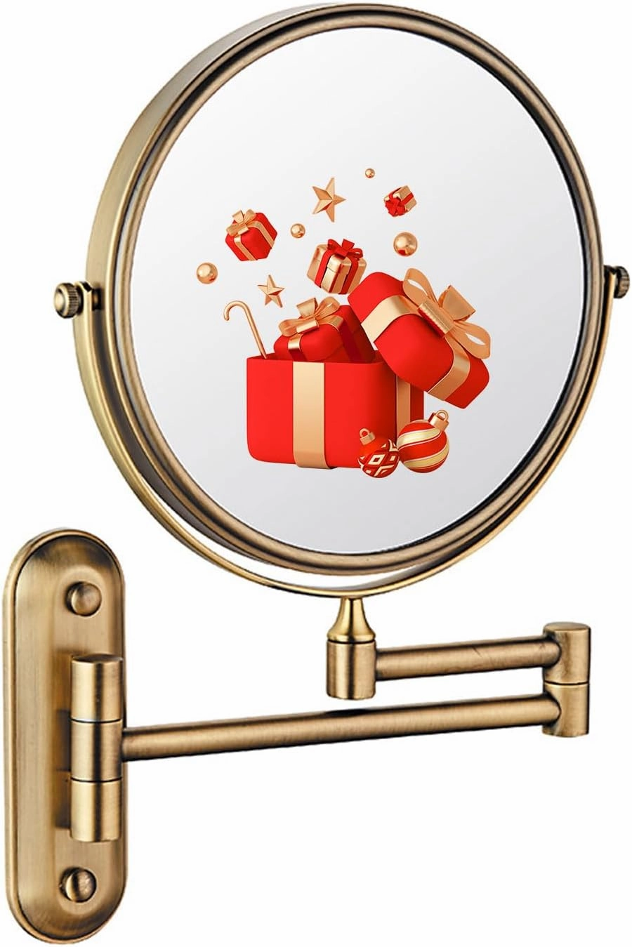 Makeup Mirror Wall Mounted, Cosmetic Mirror 3X/5X/7X/10X Magnification, 8 in Retractable Bathroom Mirror, 360° Swivel Cosmetic Mirror, for Shave, Make Up (Antique Copper 5X)