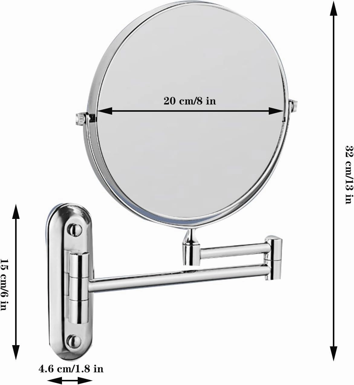 Makeup Mirror Wall Mounted, Cosmetic Mirror 3X/5X/7X/10X Magnification, 8 in Retractable Bathroom Mirror, 360° Swivel Cosmetic Mirror, for Shave, Make Up (Antique Copper 5X)