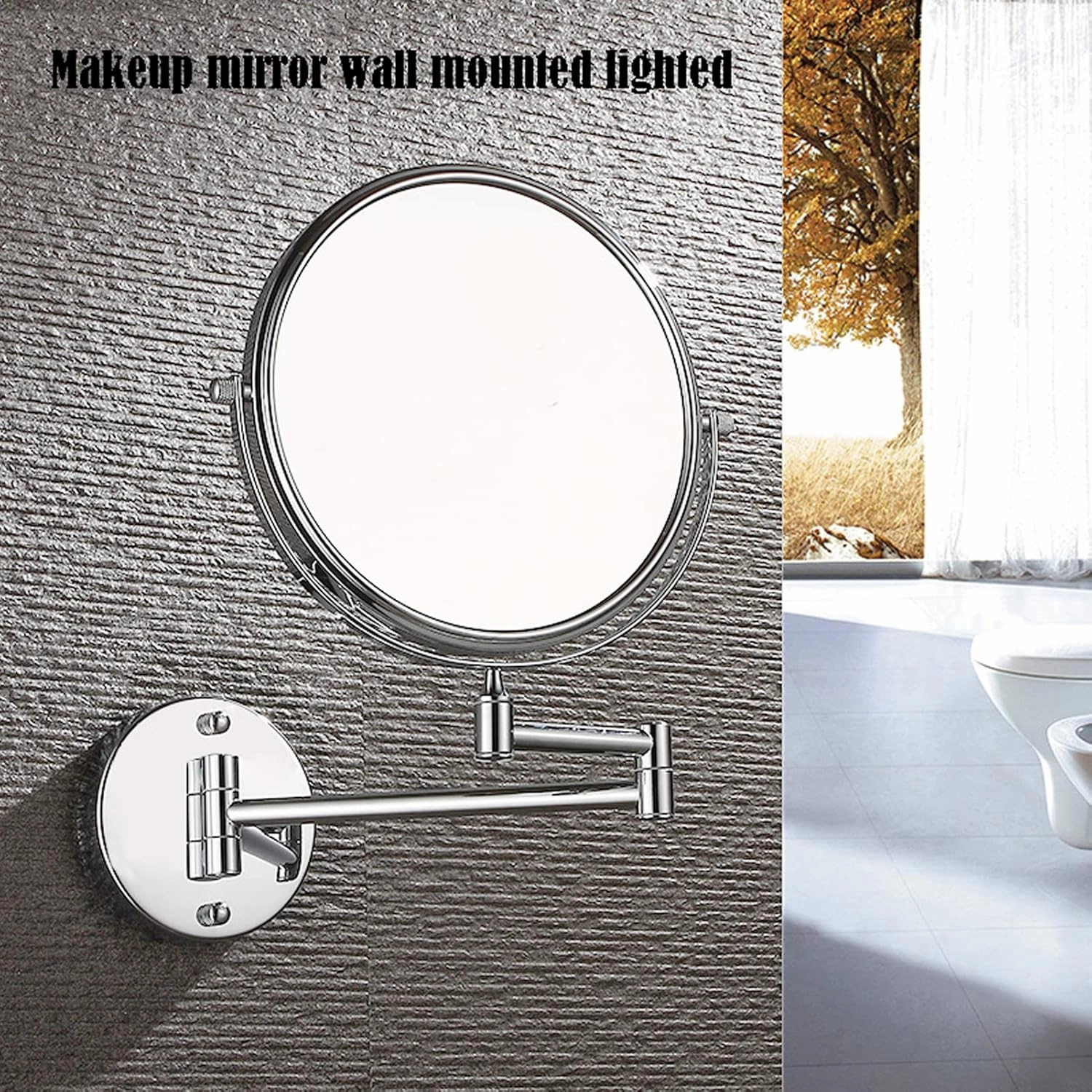 Makeup Mirror Wall Mounted Magnification, Portable Cosmetic Mirror, Detachable Adjustable 360 Degree Rotation, for Tweezing, Grooming Brows, Eye Makeup