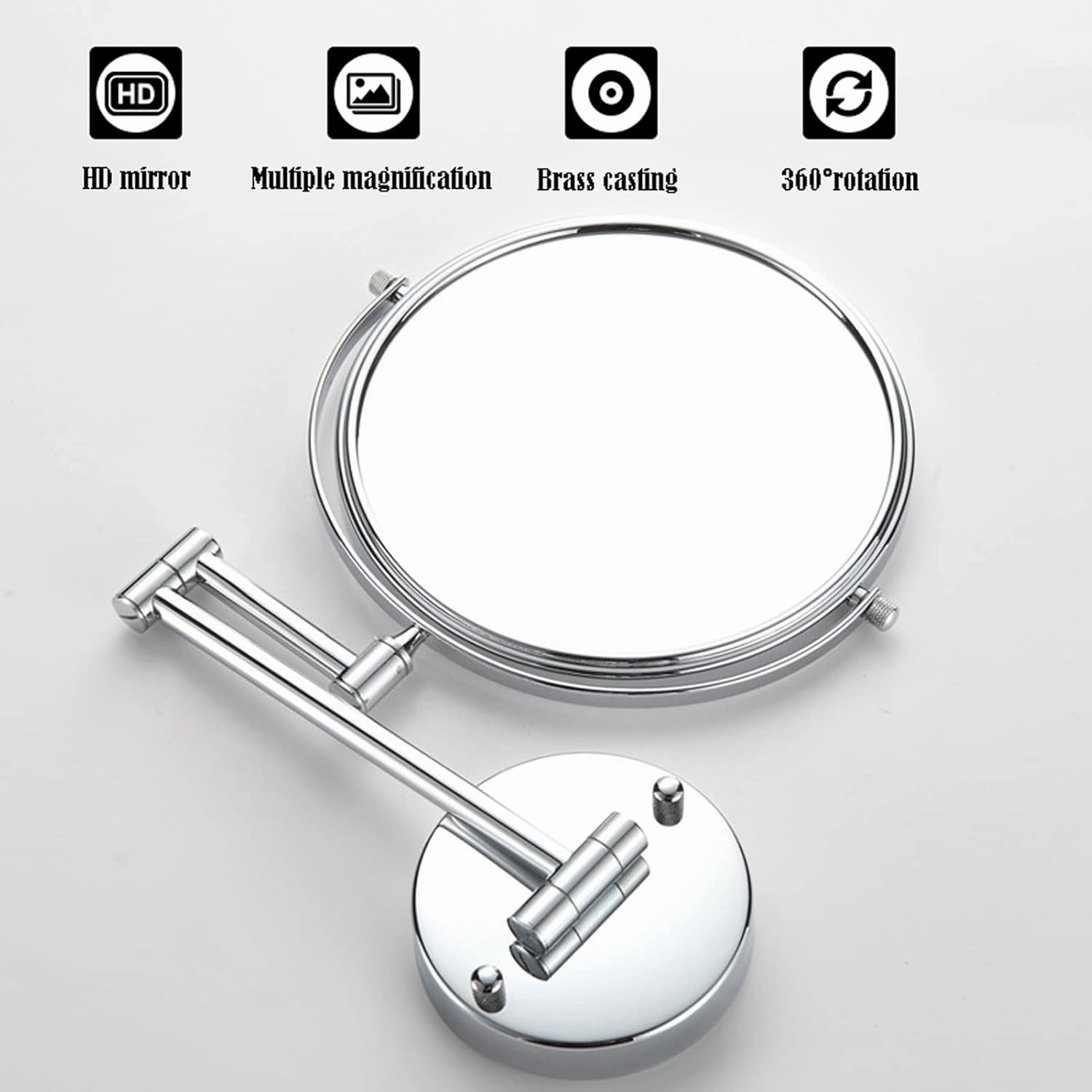 Makeup Mirror Wall Mounted Magnification, Portable Cosmetic Mirror, Detachable Adjustable 360 Degree Rotation, for Tweezing, Grooming Brows, Eye Makeup