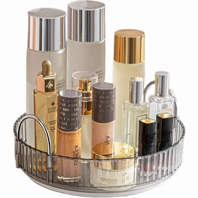Makeup Organizer for Vanity, 360 Rotating Countertop, High-Capacity Skincare & Cosmetics Organizer, Spinning for Dresser (1 Tier, Grey)