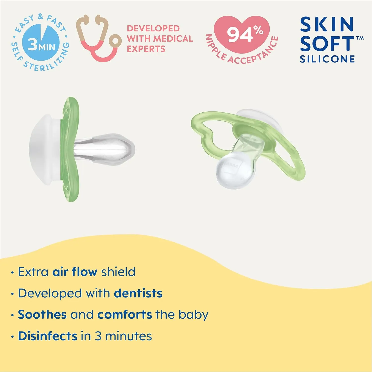 MAM Air Matte Pacifiers, for Sensitive Skin, 6  Months, Best Pacifier for Breastfed Babies, Girl Pacifiers, 6-16, 4 Count