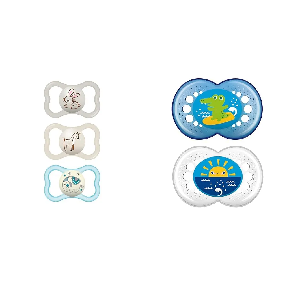 MAM Air Night & Day Baby Pacifier 3 Pack, MAM Baby Pacifier Boy 2 Count