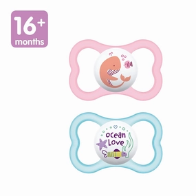 MAM Air Baby Pacifier, for Sensitive Skin, Sterilizer Case, 16  Months, Girl, 2 Count (Pack of 2)