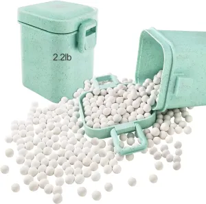 M&C Music Color Ceramic Baking Beads Pie Weights Reusable 10mm Natural Pie Beads Ceramic Stoneware with Wheat Straw Container 35 Oz Total (2.2Lb|1000g) (Green)