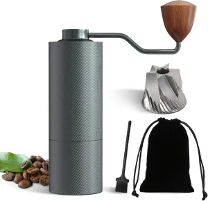 Manual Coffee Grinder, 6-Axis Stainless Steel Burr, Portable Espresso Manual Coffee Grinder,15-25g Capacity Coffee Grinder Manual with Adjustable Settings, Brush&Storage Bag Included