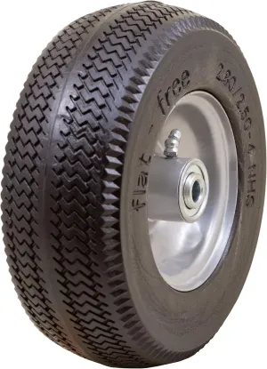 Marathon 00090 Flat-Free 2.80/2.50-4 Tire and Wheel Assembly, 3” Centered Hub, 3/4” Ball Bearings, Replacement Tire for Casters, Utility Carts and Other Equipment, Easy Install Assembly