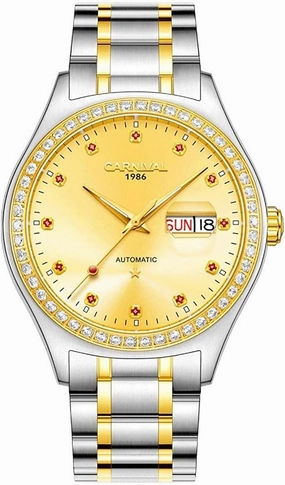 MASTOPMen's High end Mechanical Watch Business Stainless Steel Band Sapphire Dress Wrist Watch Luminous Classic Calendar Date Window