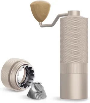 MAVO Manual Coffee Grinder, Wizard Hand Coffee Grinder, Capacity 25g with CNC Stainless Steel Pentagon Conical Burr, Adjustable Setting, Burr Coffee Bean Grinder for French Press, Pour Over, Silver