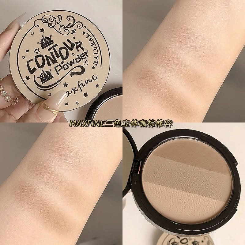 Maxfine Contour, Blush & Highlighter Palette – Matte & Shimmer, Natural Finish (Pack of 3)