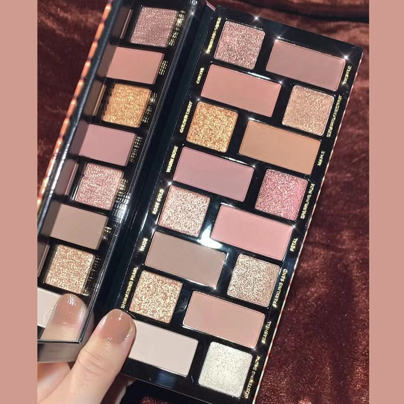 MEIBAOGE 16-Color Eyeshadow Palette – Matte & Shimmer Earth Tones