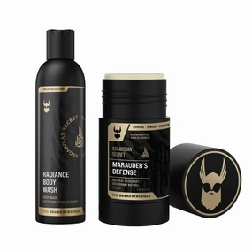Men's Body Wash & Natural Deodorant Bundle by The Beard Struggle - Leaves Refreshed & Moisturized All Day Long - Gold Collection - Asgardian Secret