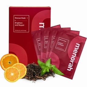 menorah skincare - Brighten and Repair Rescue Sheet Masks (4 Sheets) - with Kombucha, Orange, Facial Mask, Radiant, Elastic, Tender, Skin-Friendly, For All Skin Type, Sensitive Skin
