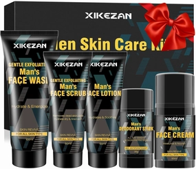 Mens Gifts for Men,Mens Skin Care Kit,Nourishe & Hydrate Skin w/Face Wash,Scrub,Lotion,Cream,Deodorant,Stocking Stuffers for Him Unique Christmas Gifts for Men Him Dad Husband Boyfriend Teen Boy