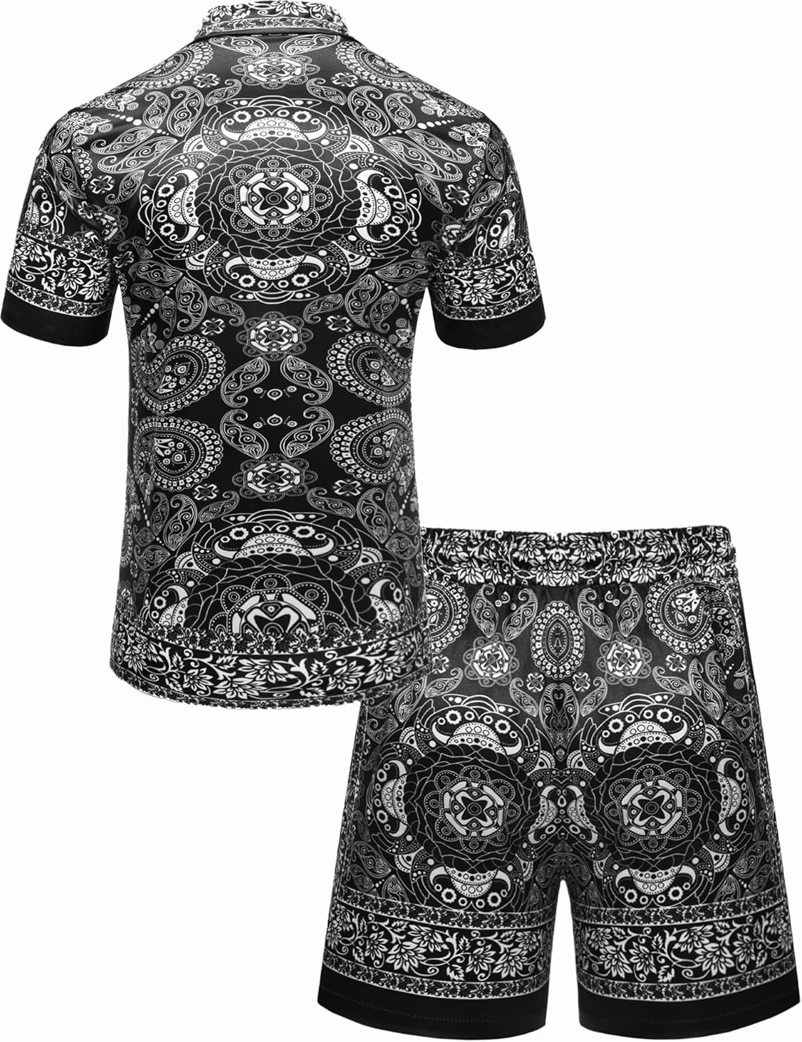 Mens Hawaiian Shirt Sets Satin Silk Casual Button Down Shirts 2 Piece Luxury Summer Beach Outfits for Men