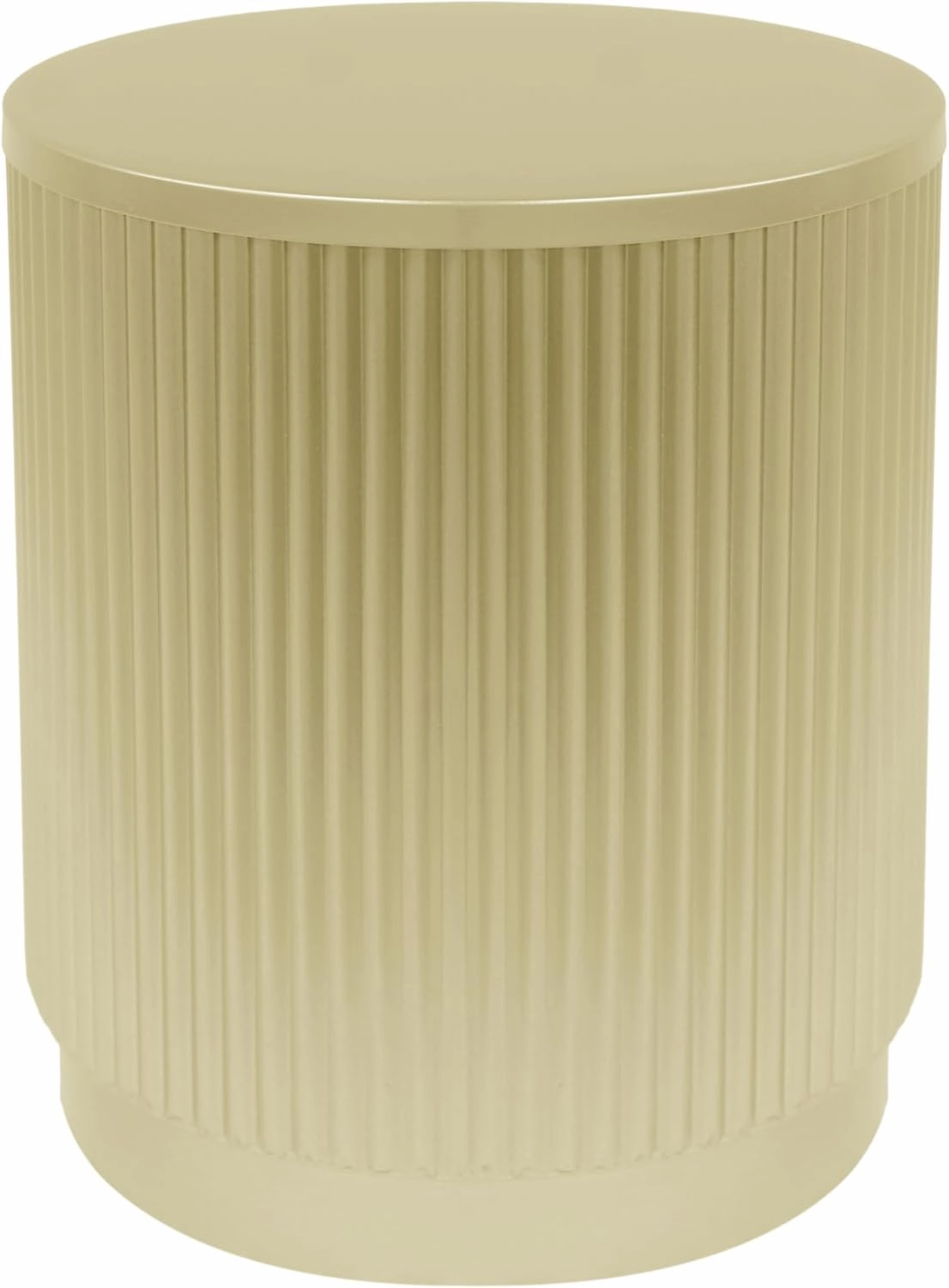 Merax Round Accent Side Table, Metal Modern End Table with Vertical Stripes & Pedestal, Small Iron Drink Tables for Living Room, Bedroom Circle Night Stand Bedside Table, No Assembly Required, Gold