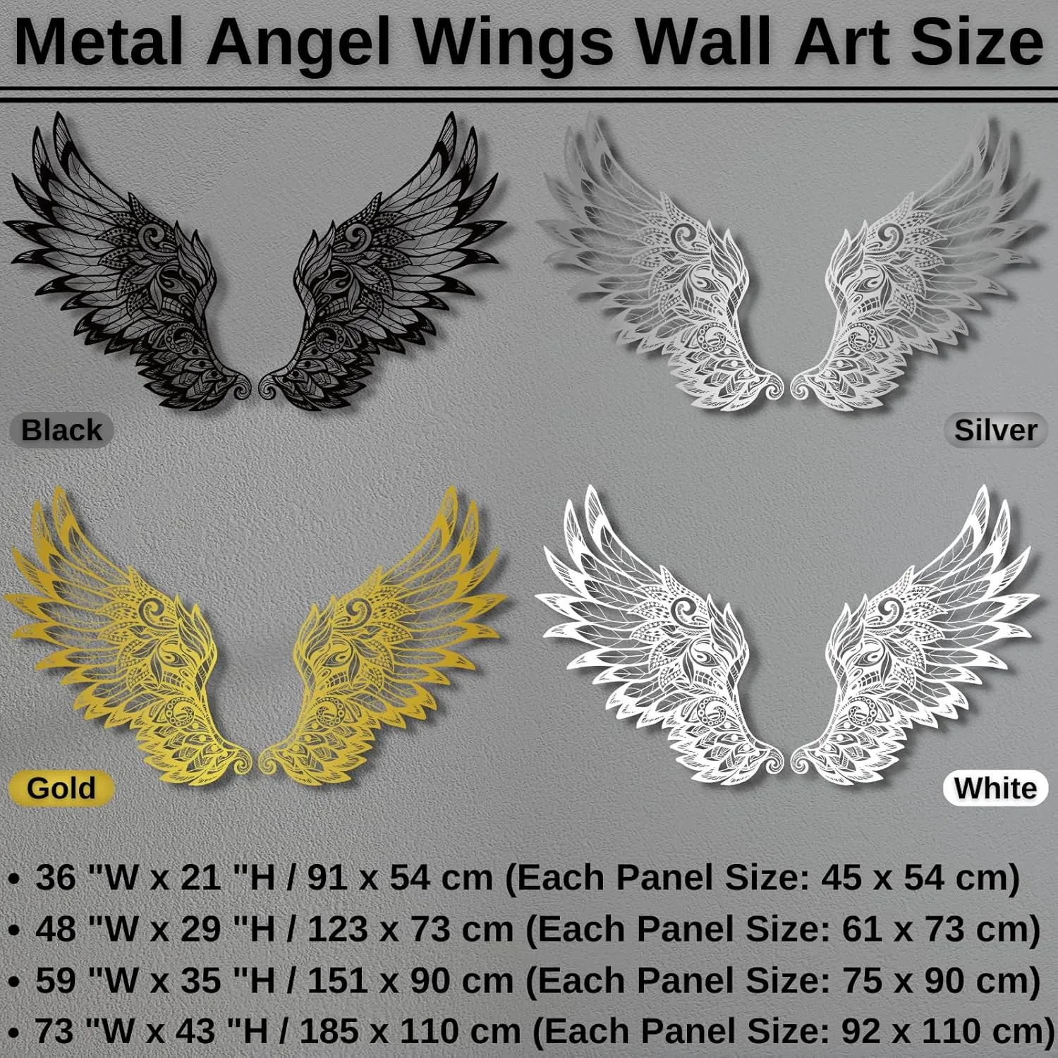 Metal Angel Wings Wall Decor, Large Angel Wings Wall Decor, Guardian Angel, Angel Wall Sculpture, Angel Wings Wall Hanging, Angel Wall Art, Anniversary - Gifts, Love Wall Decor (36" x 21" / 91 x 54 cm