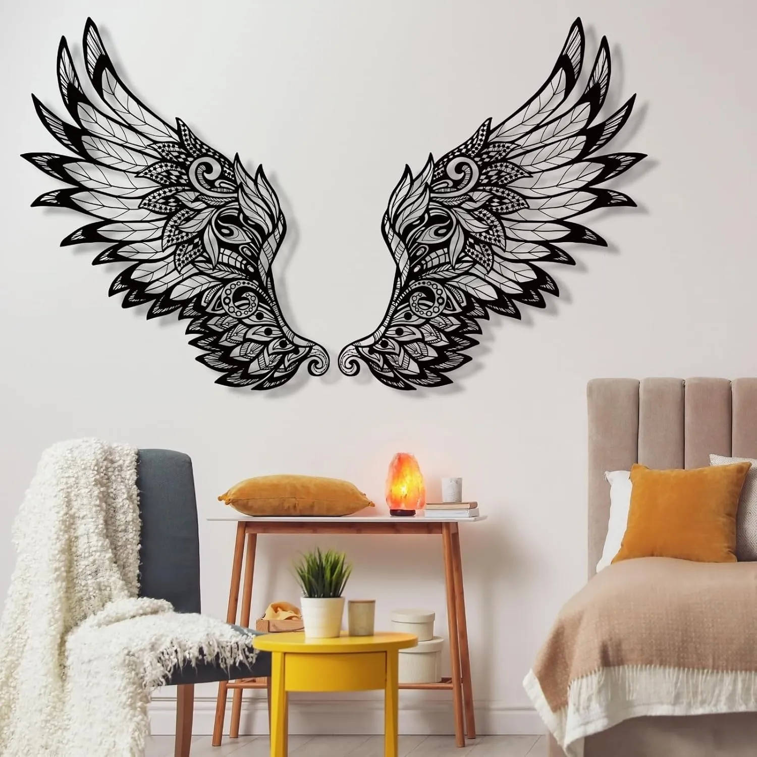 Metal Angel Wings Wall Decor, Large Angel Wings Wall Decor, Guardian Angel, Angel Wall Sculpture, Angel Wings Wall Hanging, Angel Wall Art, Anniversary - Gifts, Love Wall Decor (36" x 21" / 91 x 54 cm