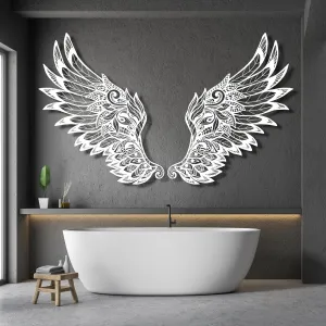 Metal Angel Wings Wall Decor, Large Angel Wings Wall Decor, Guardian Angel, Angel Wall Sculpture, Angel Wings Wall Hanging, Angel Wall Art, Anniversary - Gifts, Love Wall Decor (36" x 21" / 91 x 54 cm
