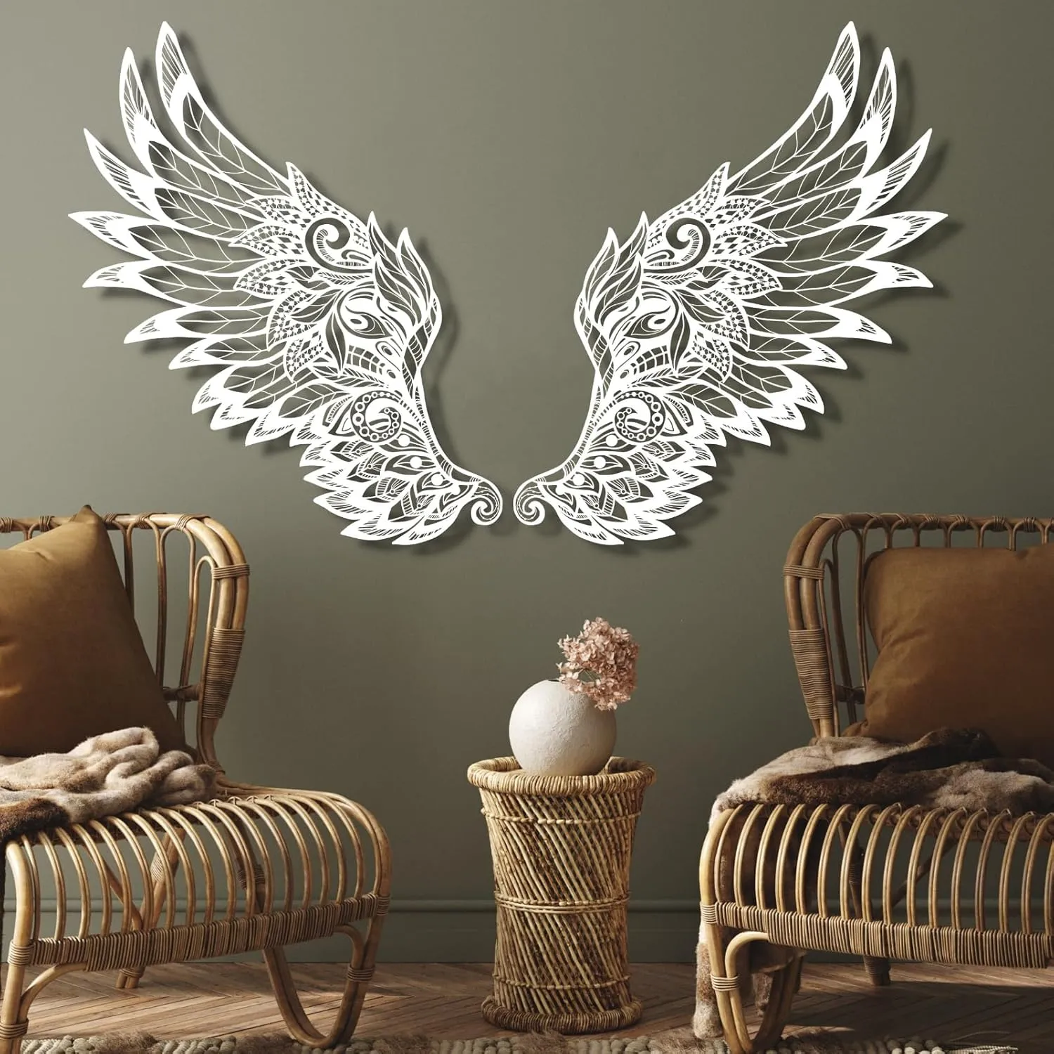 Metal Angel Wings Wall Decor, Large Angel Wings Wall Decor, Guardian Angel, Angel Wall Sculpture, Angel Wings Wall Hanging, Angel Wall Art, Anniversary - Gifts, Love Wall Decor (36" x 21" / 91 x 54 cm