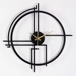 Metal Wall Clock – Stylish Industrial & Modern Design, 35-100 cm (13.8"-39.4") – Premium Quality Steel, Available in Black, Silver & Gold, Easy Wall Mount, (Black, 35cm - 14 Inches)