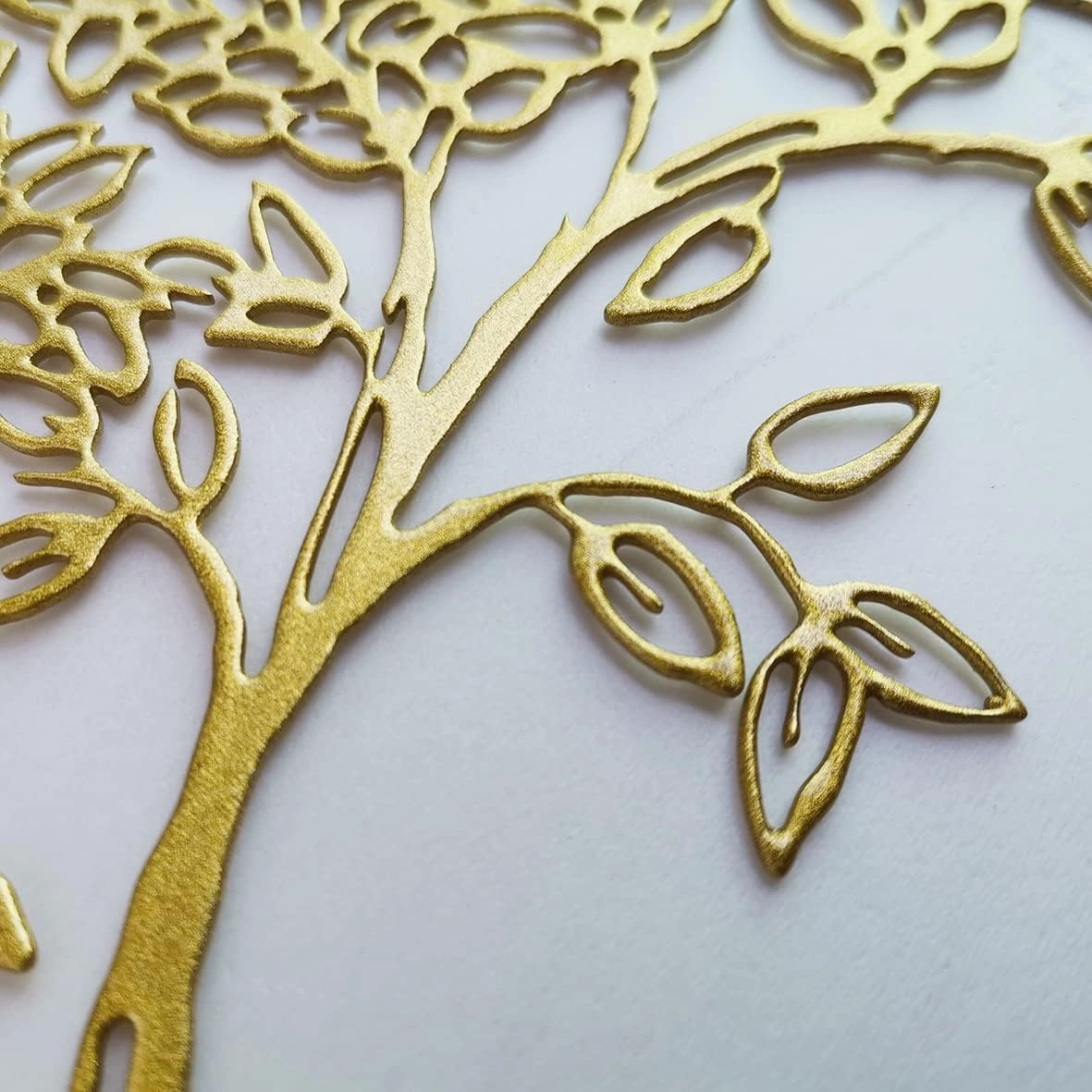 Metal Wall Decor, Tree Art Wall Sculpture, Metal Wall Art Hanging for Living Room Bedroom Indoor Outdoor, Laser Cut Rustic Black Tree of Life, 12 Inches (30 CM) (Gold, Middle)
